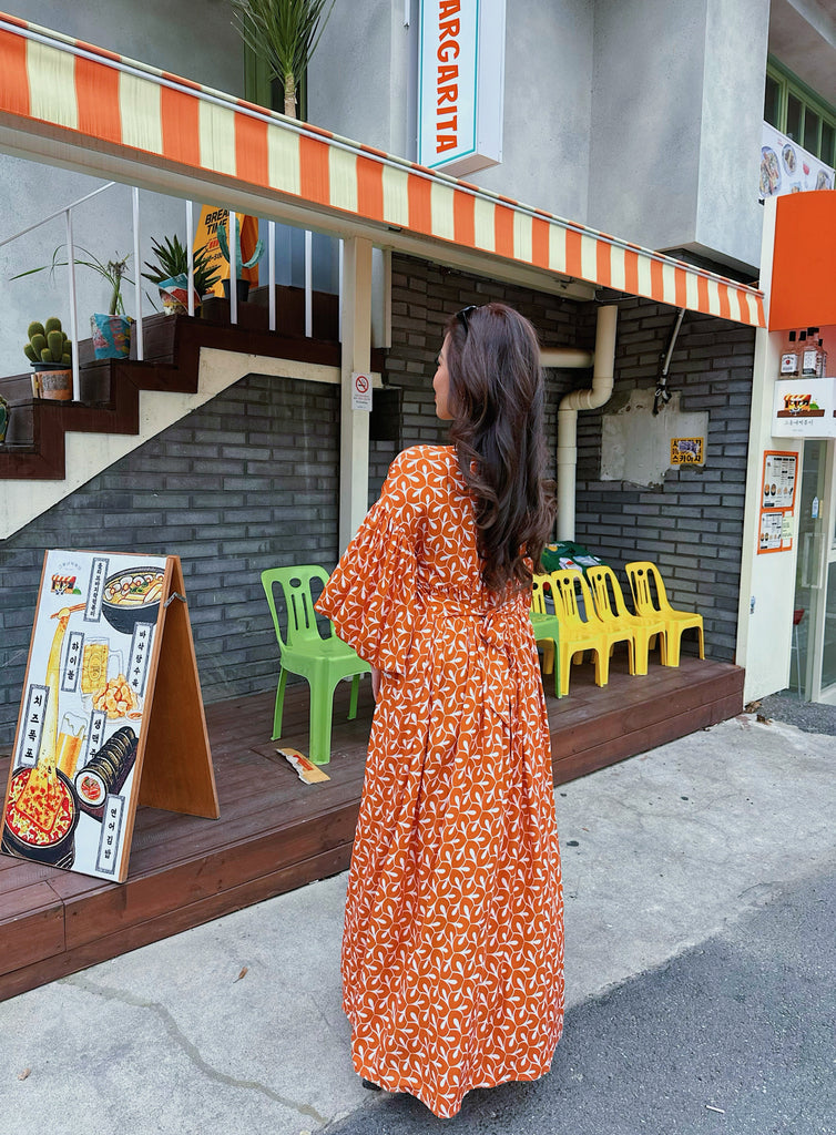 [RESTOCKED] Elsie Puff Sleeves Maxi in Summer Orange